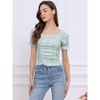 INSPIRE CHIC Women's Ruched Front Short Sleeve Floral Cropped Tops - 4 of 4