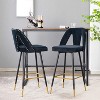 2 Pcs Velvet Bar Stools with Back Support and Footrest, Modern Upholstered Kitchen Island Chairs, Wide Wide Cushion Counter Stools for Bar Pub Cafe - 2 of 4