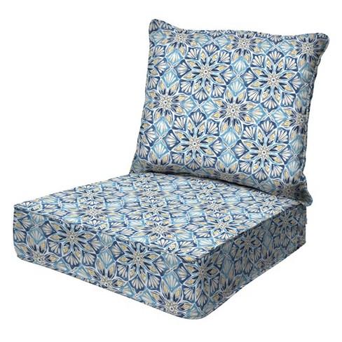 Honeycomb Outdoor Deep Seating Cushion Set Beryl Pacific Blue