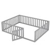 CAVINAS Twin Size Bed Frame, Wood Daybed Frame with Fence and Door, Floor Bed for Kids, Teens, Girls, Boys, Floor Platform Bed - 4 of 4