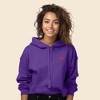 Dalix Pixel Heart Embroidered Fleece Cropped Hoodie Cold Fall Winter Women - 2 of 4