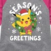 Girls' - Pokémon - Pikachu Seasons Greetings Shirt Tail Raglan Graphic T-shirt - 2 of 4
