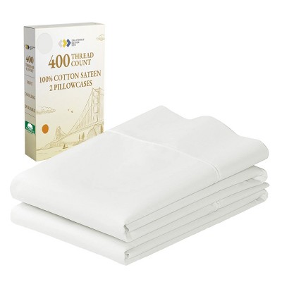 400 Thread Count Pillowcases, 100% Cotton Sateen, Soft & Cooling by California Design Den