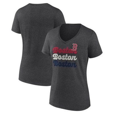 MLB Boston Red Sox Women's Gray Short Sleeve V-Neck T-Shirt