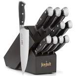 JoyJolt 11pc Kitchen Knife Set With Block. High Carbon, x50 German Steel Knives. Chef, Bread, Slicing, Nakiri, Utility, Paring and Steak Knife Set