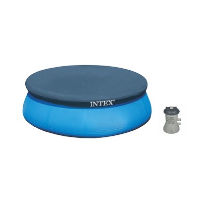 Intex Swimming Pool Cartridge Filter Pump & Round Cover Tarp (pool not included)