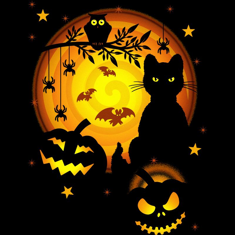 Girl's Design By Humans Halloween Kitty By artizan16 T-Shirt, 2 of 4