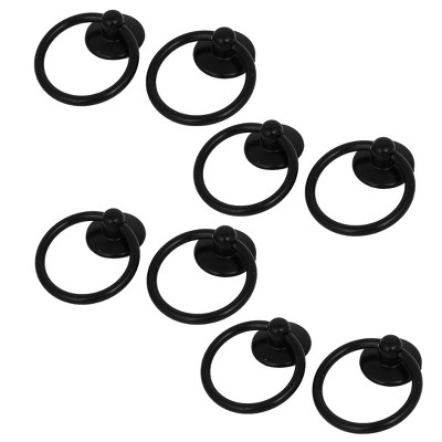 Unique Bargains Furniture Drawer Door Metal Ring Pull Handles Knobs Black 2.05"x1.7"x0.51" 8pcs