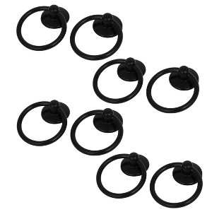 Unique Bargains Furniture Drawer Door Metal Ring Pull Handles Knobs Black 2.05"x1.7"x0.51" 8pcs - 1 of 4