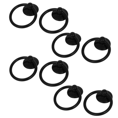 Unique Bargains Furniture Drawer Door Metal Ring Pull Handles Knobs Black 2.05"x1.7"x0.51" 8pcs - image 1 of 4