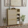 KTMBDW Shoe Cabinet with 3 Rattan Flip Drawers and Storage Drawer, Shoes Cabinet with Adjustable Shelves, Narrow Shoe Rack for Entryway, Hallway - 2 of 4