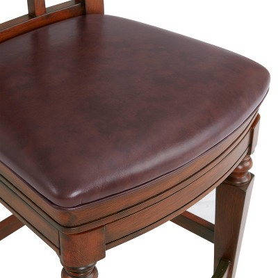 Elegant Mahogany Rubberwood Counter Height Swivel Stool, Set of 2