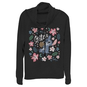 Juniors Womens Lilo & Stitch Flowers and a Coconut Cowl Neck Sweatshirt - 1 of 4