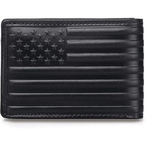 BEAFUP Men's Wallet,Flag Embossed Full Grain Leather Wallet,Vintage Western Leather Short Bifold Wallet Vintage Credit Cards Holder - 1 of 4