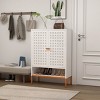 GlasFlength Shoe Racks Double Door Shoe Cabinet Long Shoe Rack FreeStanding Shoe Rack for Living Room, White, 31.49"*13.77"*46.45" - 2 of 4