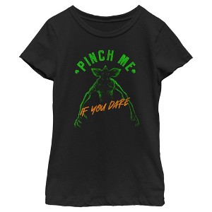 Girl's Stranger Things St. Patrick's Day Demogorgon Pinch Me If You Dare T-Shirt - 1 of 4