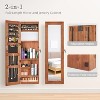 MOEPISY Solid Wood Jewelry Armoire Organizer Cabinet with Full-Length Mirror, 47.5x14.3 in Wall-Mounted Lockable Brown - 4 of 4