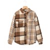 Light French Beige Flannel Plaid Double Flap Pocket Shacket - 3 of 4