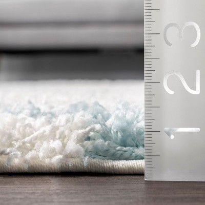 Blue Geometric Shag Oval 4' x 6' Area Rug