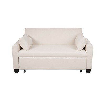 NicBex Convertible Sleeper Chair,Wild Style Pull-out Sofa Bed with 2 Lumbar Pillows,Couches with Solid Wood Frame for Living Room,White