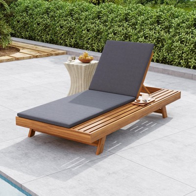 VisioGear Chaise Lounge Chairs, Pool Chairs Lounges with Space On One Side, Beach Recliners with Adjustable Backrest, Dark Gray, 79"*37.75"*34"