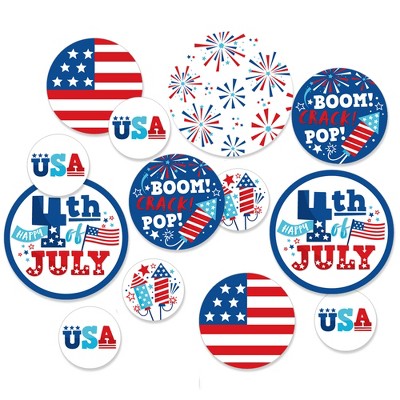 Big Dot of Happiness Firecracker 4th of July - Red, White and Royal Blue Party Giant Circle Confetti - Party Decorations - Large Confetti 27 Count