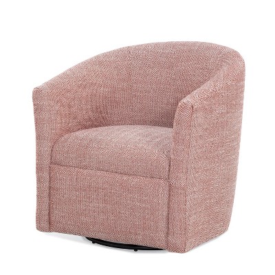 Lynton Transitional Barrel Swivel Accent Chair in Henna