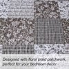 Grey Boho Quilt Set, King Size 3 - Piece Plaid Floral Bedspread Coverlet Set, Reversible Patchwork All Season - 4 of 4