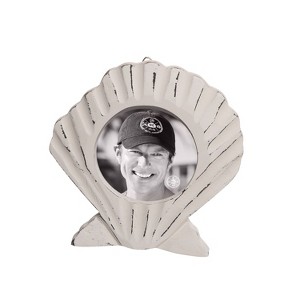 Beachcombers 4.9" Mdf White Clam Shape Pic Frame Photo Frame Picture Holder for Wall Shelf or Tabletop Decor Decoration - 1 of 1