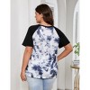 Women's Plus Size Shirt Notched Neck Color Block Blouse Short Sleeve Tunic Top - 4 of 4