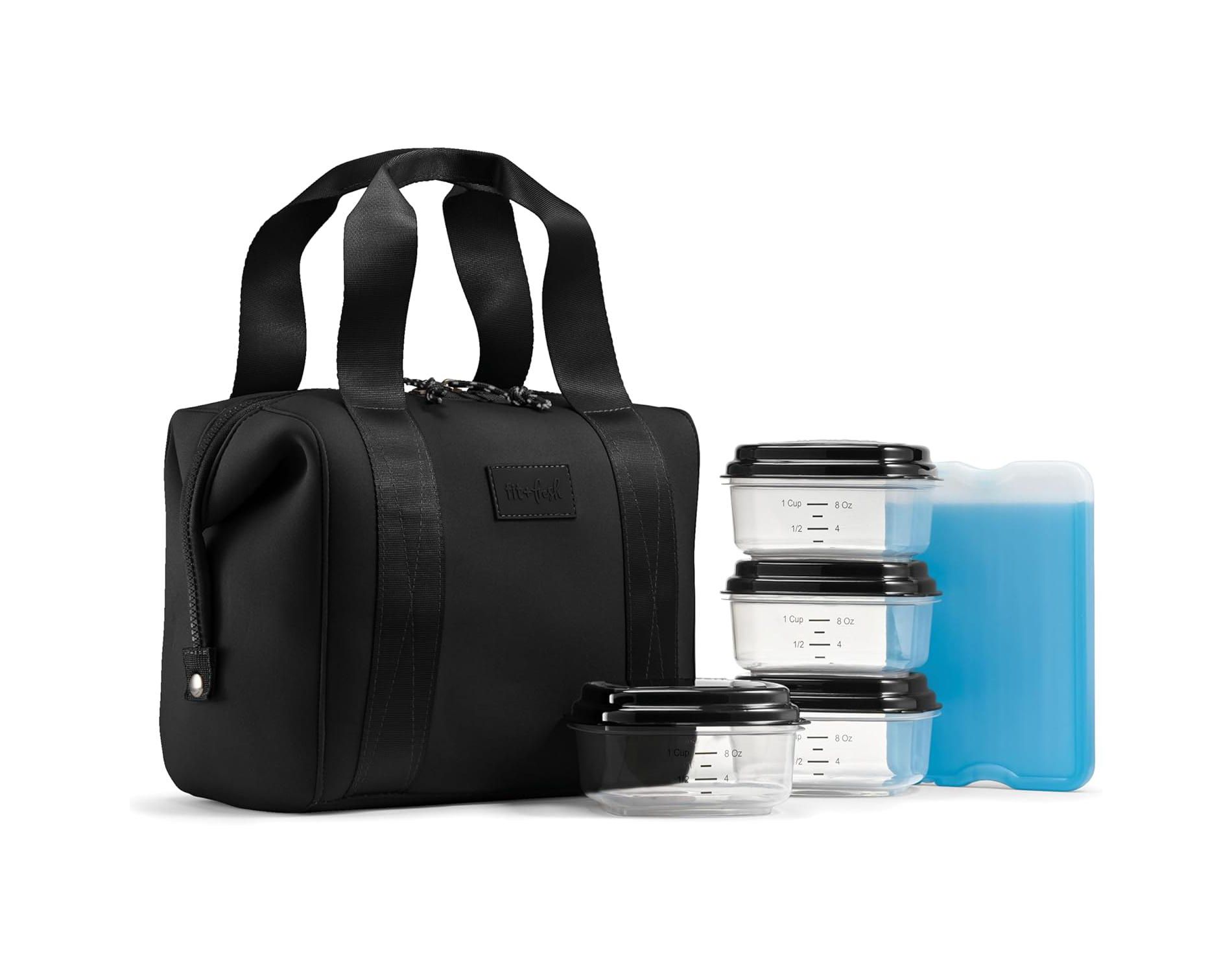 Fit & Fresh Neoprene Like Lunch Bag For Women, Insulated Womens Lunch Bag For Work, Tear & Stain Resistant Large Lunch Box