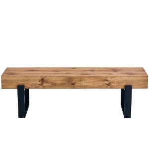 TiramisuBest Handcrafted Mango Wood Bench – Rustic Boho Dining Bench, Natural Wood Finish & Eco-Friendly Design - 1 of 4