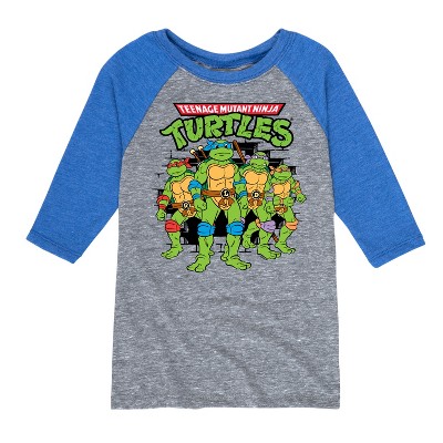 Boys' - Teenage Mutant Ninja Turtles - Group Logo Brick Wall Raglan Graphic T-Shirt
