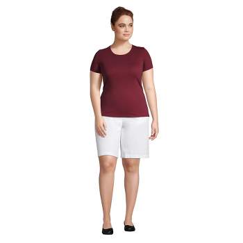 Lands' End Women's Mid Rise Elastic Waist Pull On 10" Chino Bermuda Shorts