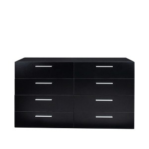 Karl Home 8-Drawer Black Particle Board 55.12in. W Chest of Drawer - 1 of 4