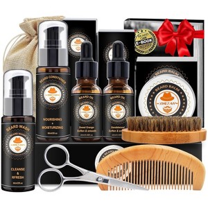 XIKEZAN Beard Kit for Men Grooming with Conditioner Wash Oil Balm Brush Comb Gift for Dad Husband Boyfriend - 1 of 4