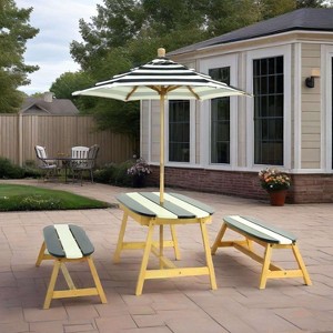 ORRD Kids Picnic Table with Umbrella - Indoor/Outdoor Play Table in Dark Blue - Naturally Playful - 1 of 4