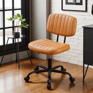 FONTOI Task and Office Chairs, Office Chair with Cross-Leg and Adjustable Height, Armless Swivel for Home Office, Orange, 18.5"*33.8"*27.1" - 1 of 4