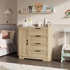 Wood Armoire Wardrobe Closet with 4 Drawers and Door, 43.3" Bedroom Cabinet, Hanging Rod, Clothing Storage Dresser - 4 of 4