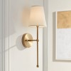 Possini Euro Design Modern Wall Lamp Warm Brass Hardwired 21" High Fixture Cream Linen Shade Bedroom Reading Living Room Hallway - 2 of 4