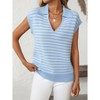 Women's V-Neck Sleeveless Knit Top Striped Collared Sweater for Casual Style - 3 of 4