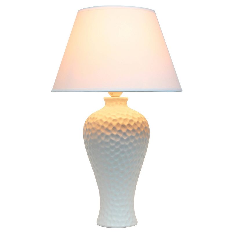 20.08" Traditional Ceramic Texture Imprint Winding Table Desk Lamp with Matching Fabric Shade - Creekwood Home, 4 of 10