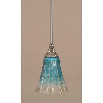 Toltec Lighting Any 1 - Light Pendant in  Chrome with 5.5" Fluted Teal Crystal  Shade
