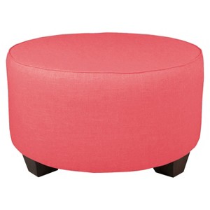 Skyline Custom Upholstered Round Cocktail Ottoman - Skyline Furniture , Linen Pink