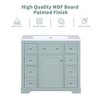 Vynxaria 36" Green Bathroom Storage Cabinet with Drawers and Adjustable Shelf - 2 of 4