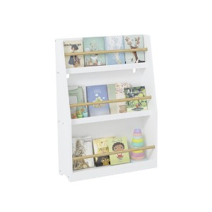 Ruvalino Decorative Bookshelf Kids Book Rack with Tiered Shelves for Toddler Reading Corner, White, 22.83"*7.09"*31.5" - 1 of 4