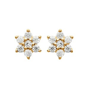 Saint Roman Gold-Plated Starburst Stud Earrings - 750 Gold with Zirconium Oxide Accents - 1 of 3