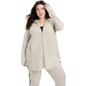 June + Vie by Roaman's Women's Plus Size Zip-Up French Terry Hoodie - 1 of 4