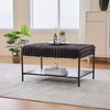 Dolonm 30.7 in. Faux Fur Ottoman/Footrest / Coffee Table with Black Metal Legs - with Open Wood Storage Shelf, Color - 2 of 4