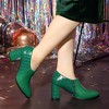 Allegra K Women's Pointy Toe Patchwork Chunky Heels Oxford Ankle Booties - 2 of 4